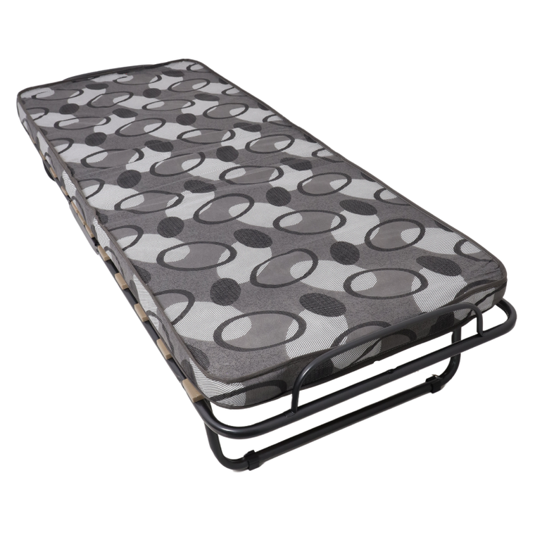 HaloFuture, łóżko gościnne, turystyczne, składane z materacem i kółkami, szary, 80-190 cm