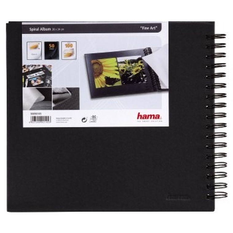 Hama, Fine Art, album, 50 stron, 28-24 cm, czarne kartki, czarny