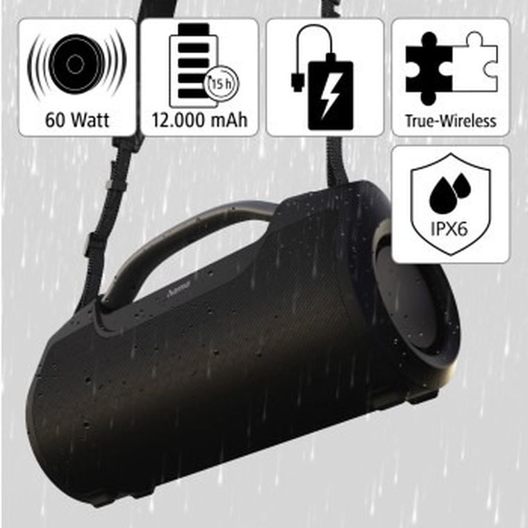 Hama, głośnik mobilny bluetooth, soundbarrel, czarny