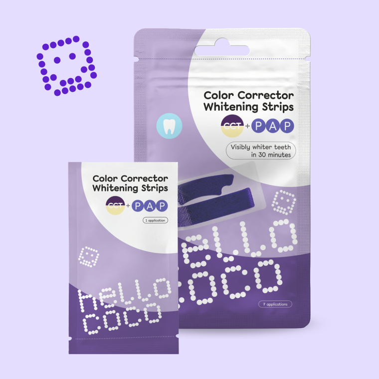 Hello Coco, Whitening Strips, paski wybielające z pap, fioletowe, 14 szt.