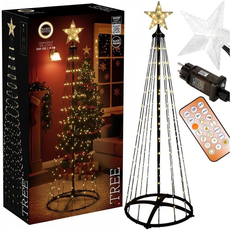 Home Styling Collection, choinka świecąca, zewnętrzna, stożek, 550 LED, 300 cm