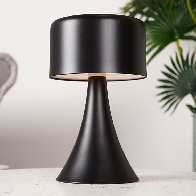 Home Styling Collection, lampka stołowa, metalowa, czarna, 12-21 cm