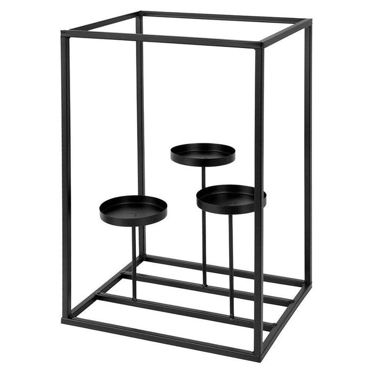 Home Styling Collection, świecznik na 3 świeczki, metalowy czarny, 24-20-36 cm