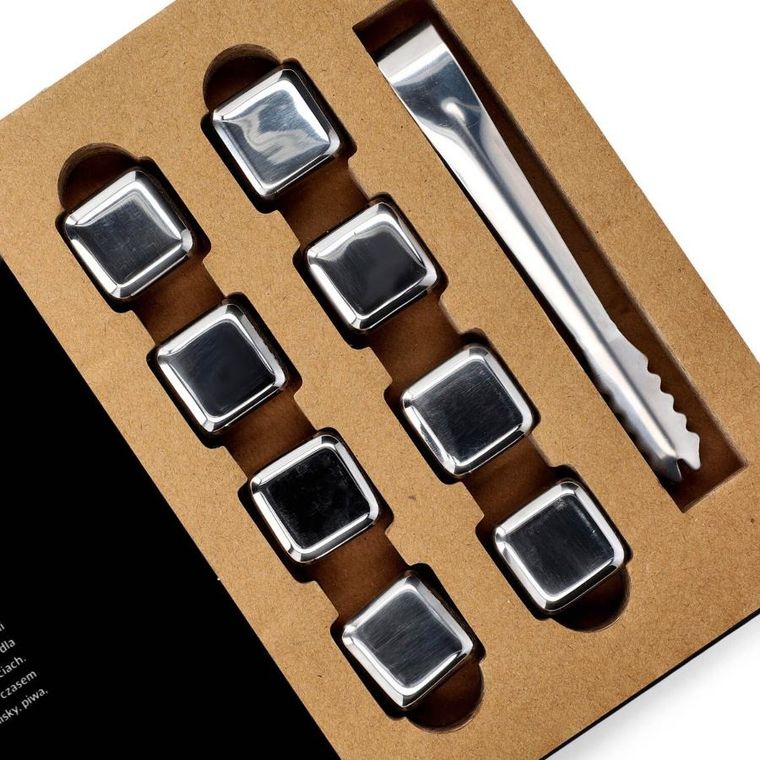 Homla, Alcole, kostki do drinków, stalowe ze szczypcami, 9 szt.