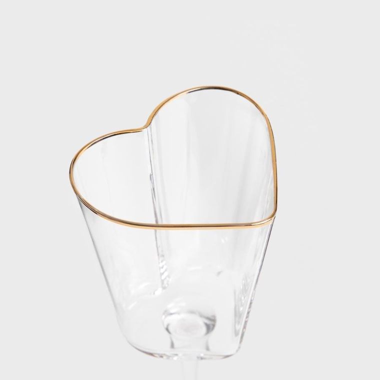 Homla, Amar, kieliszek na wino w kształcie serca ze złotym rantem, 0,3l, 726613