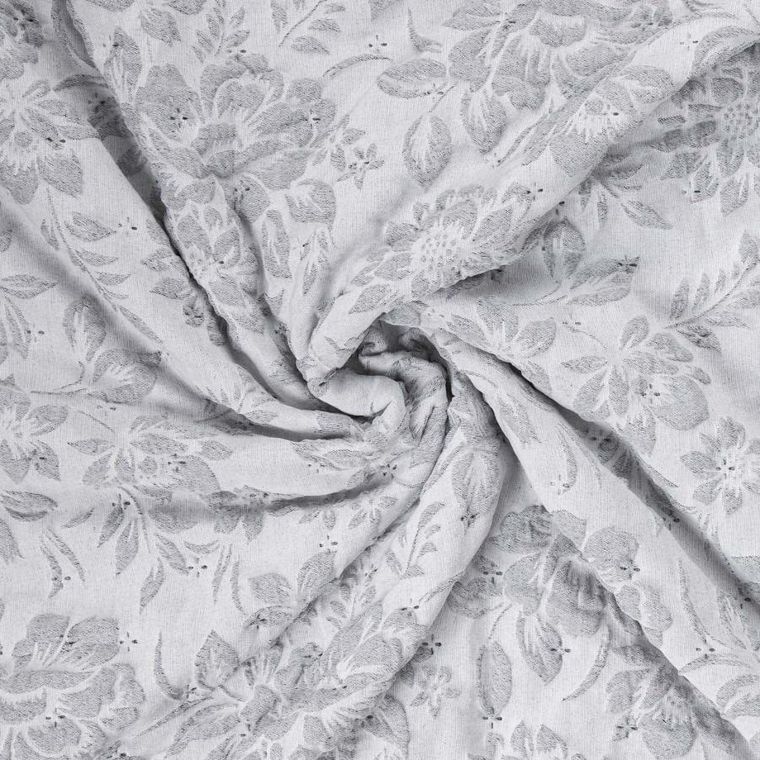 Homla, Claro, narzuta, żakardowa w kwiatowy wzór szara, 200-220 cm