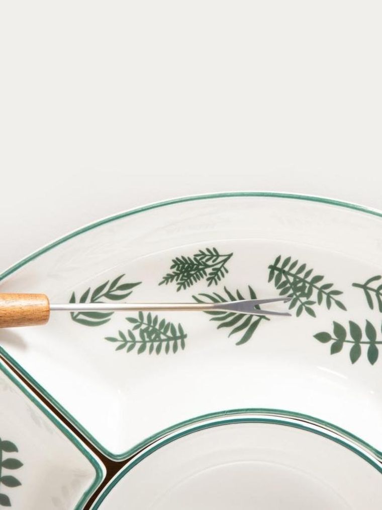 Homla, Fincan, półmisek, w zielone liście, 30 cm