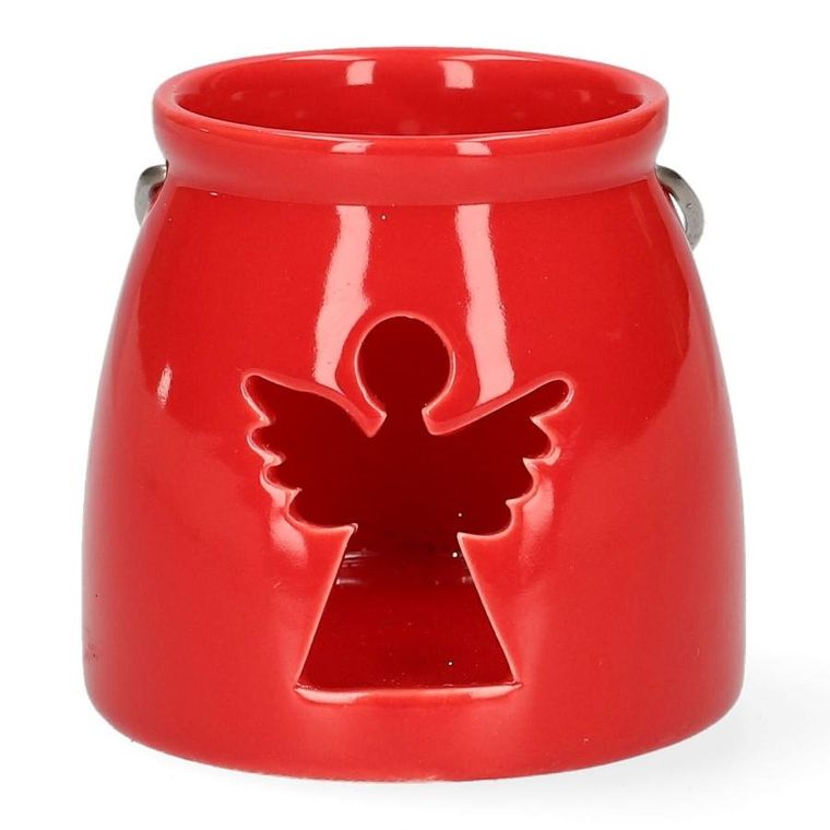 Homla, Lanern, lampion z aniołem, czerwony, 8-8 cm