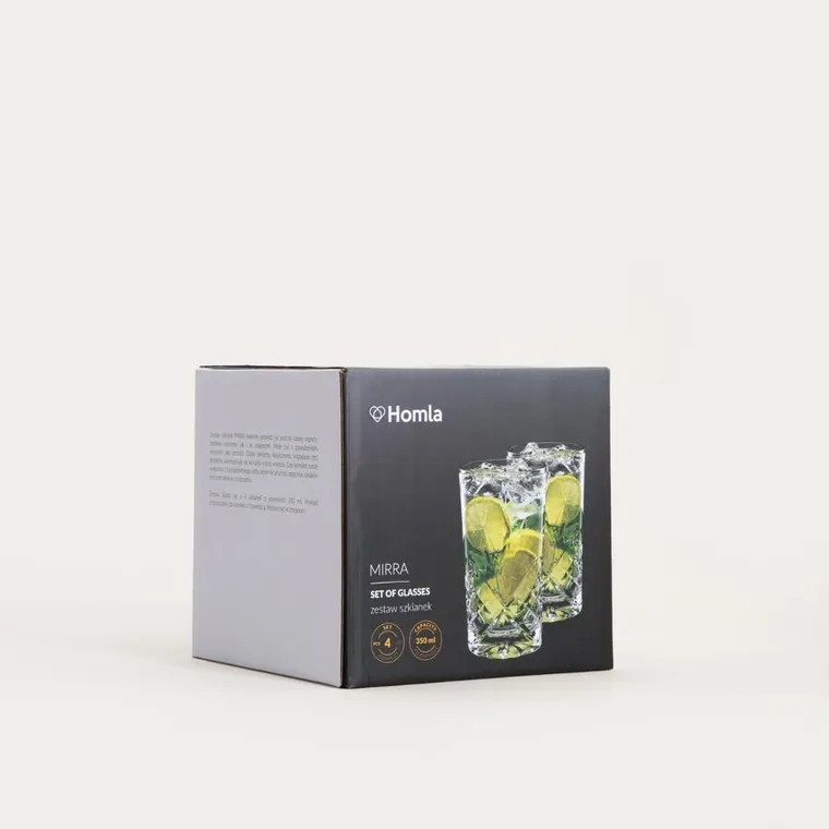 Homla, Mirra, zestaw szklanek, wysokich, 4 szt., 0,35l, 4 szt.
