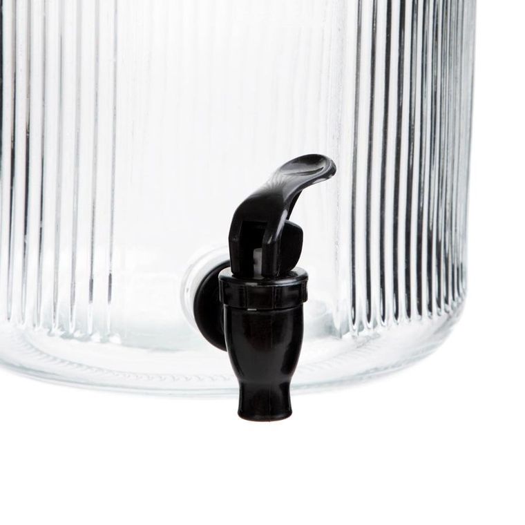 Homla, Velmo, słoik z kranikiem prążkowany z czarną pokrywką, 6l
