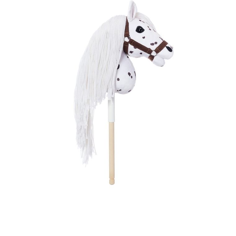 Hoppihorse, Hobby Horse, konik na kiju, A3, długowłosy, biały