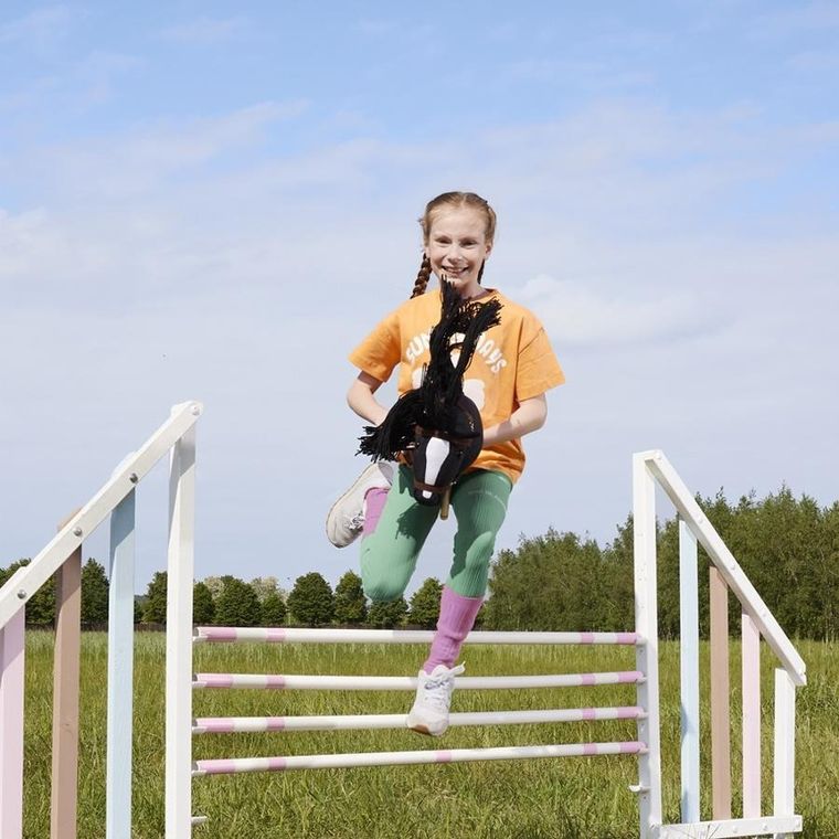 Hoppihorse, Hobby Horse, konik na kiju, A3, długowłosy, czarny