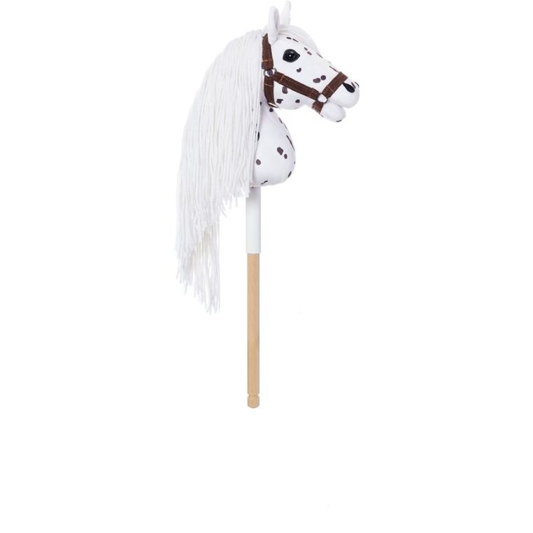 Hoppihorse, Hobby Horse, konik na kiju, A4, długowłosy, biały