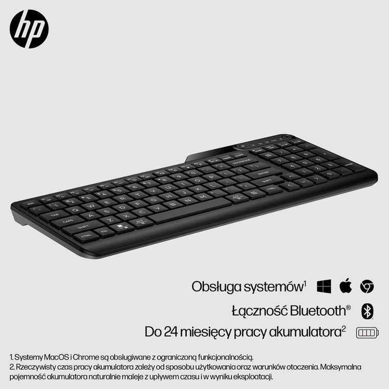 HP, Multi-device Bluetooth Keyboard, klawiatura bezprzewodowa, czarna, 7n7b8aa