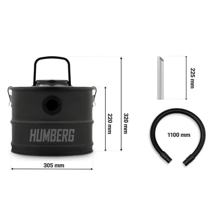 Humberg, odkurzacz kominkowy do popiołu, 15 L, 1200W, HM-404