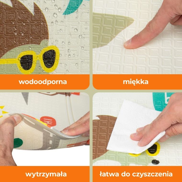 Humbi, dwustronna składana mata edukacyjna z pianki, Londyn, autobus, uliczki, miasto, 120-180-1 cm