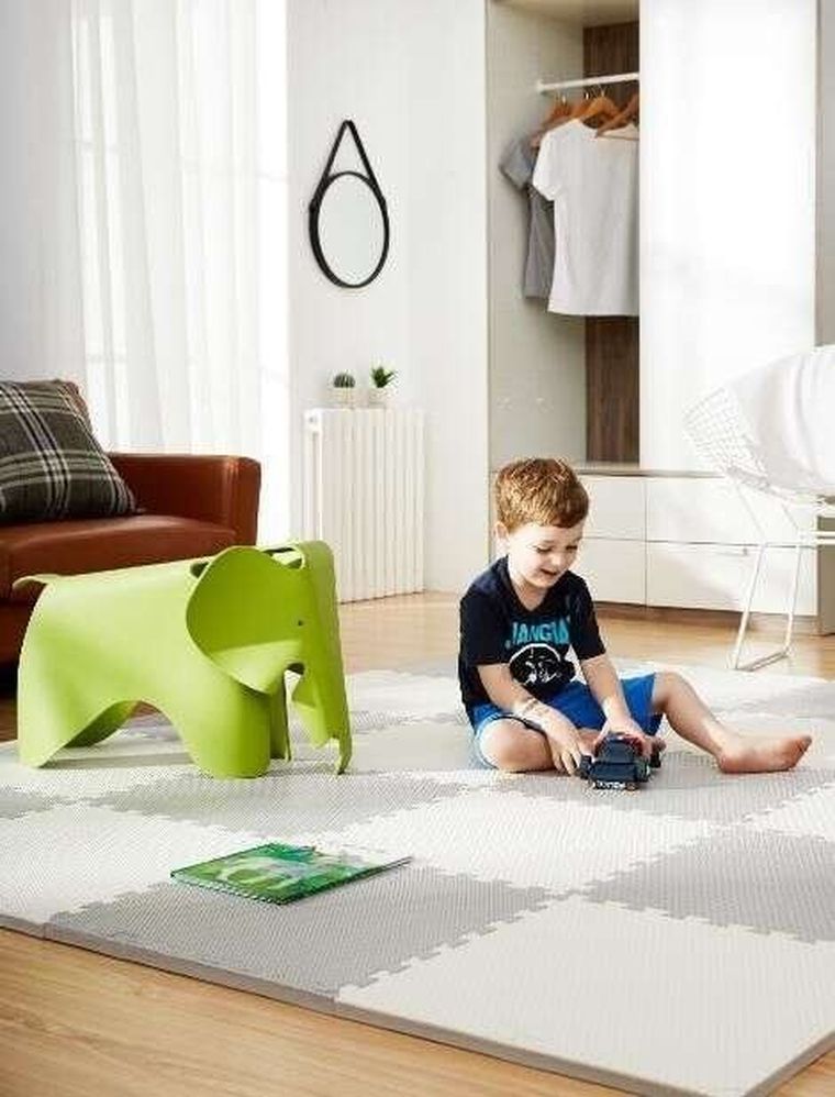 Humbi, mata piankowa, puzzle, róż, grafit, szary, 60-60 cm, 9 szt.