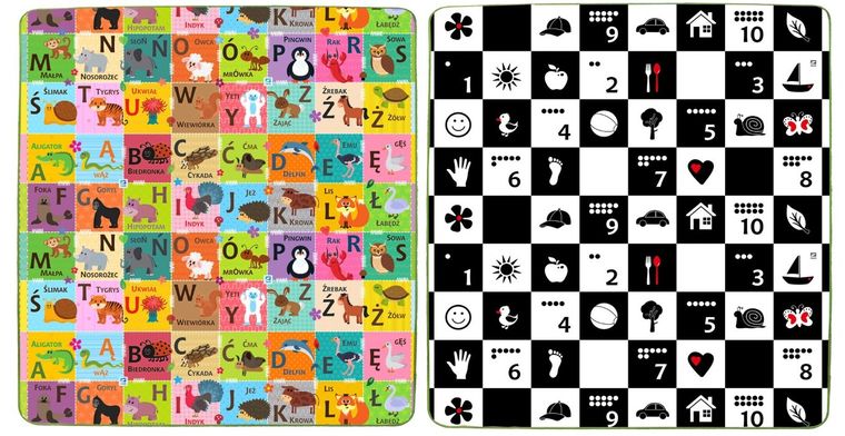 Humbi, Szachownica i Polski Alfabet, piankowa mata edukacyjna, dwustronna, 180-200-1 cm