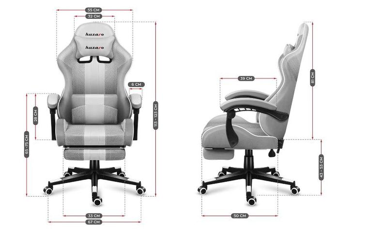 Huzaro, Force 4.7, fotel gamingowy, White Mesh