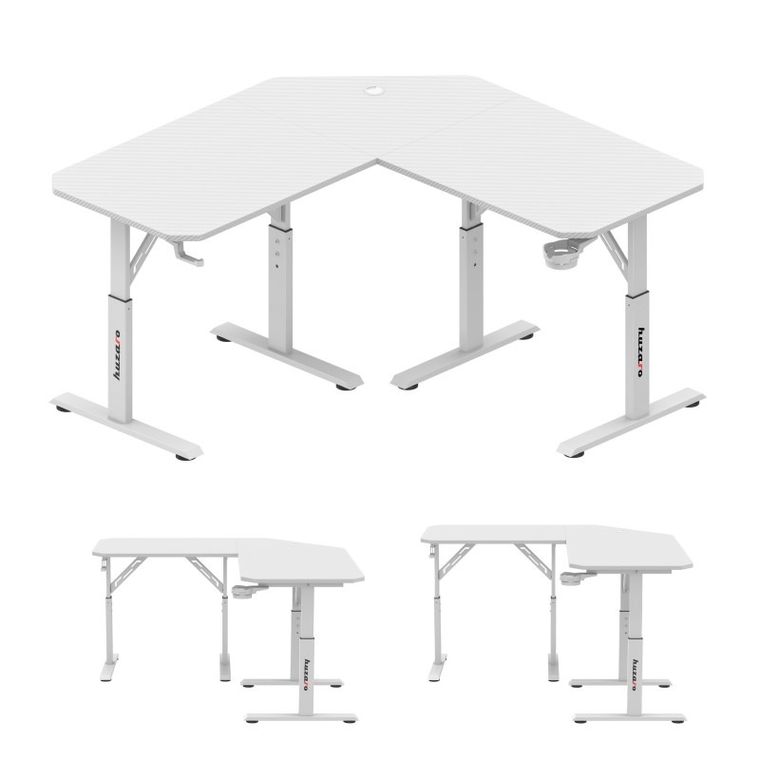 Huzaro, Hero 7.3 White, biurko gamingowe z regulacją wysokości