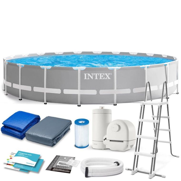 Intex, basen stelażowy z pompą filtrującą i akcesoriami, 132cmx610, zestaw 11w1