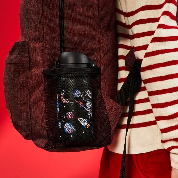 ION8, Kosmos, bidon z ustnikiem ze stali nierdzewnej, czarny, 400 ml