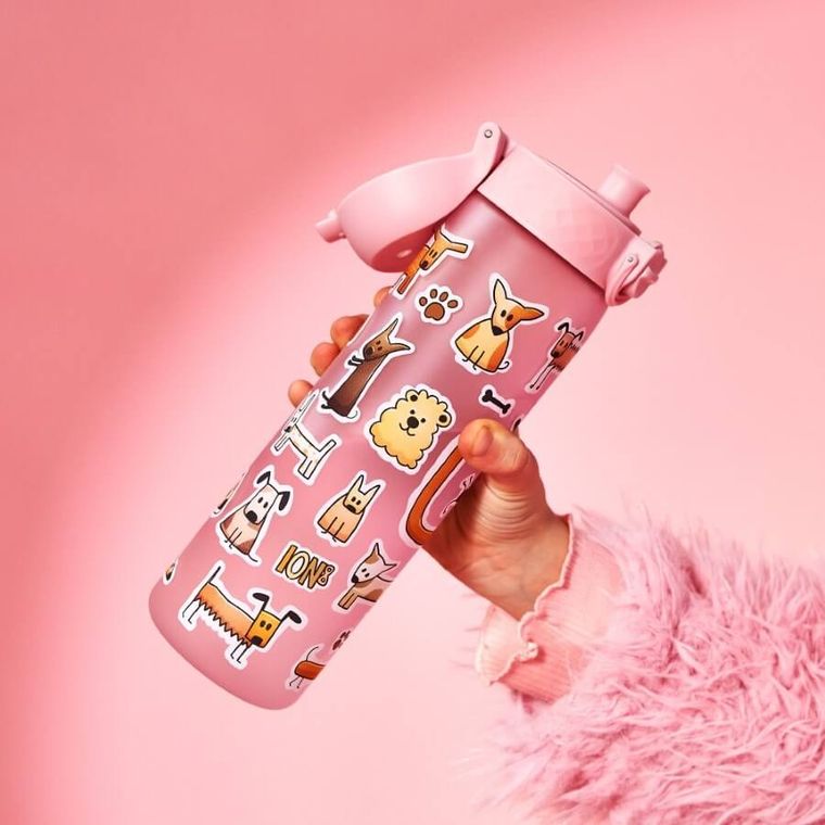 Ion8, Pieski, bidon z ustnikiem, jasny róż, 500 ml