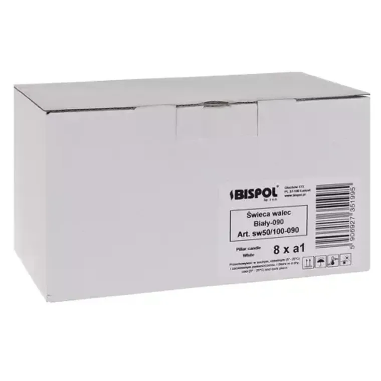 Iso Trade, świeca walec biała, zestaw, 8 szt.