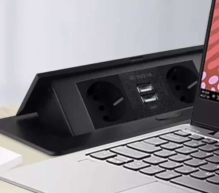 Izoxis, gniazdo chowane w blat USB, podwójne