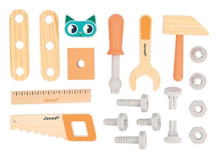 Janod, Brico ‘Kids, ciężarówka do składania, drewniany pojazd do ciągnięcia