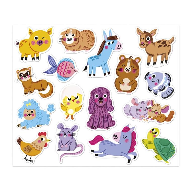 Janod, duże naklejki, domowe pupile, 100 szt.