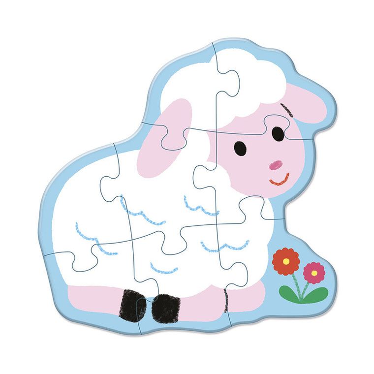 Janod, Farma, drewniane puzzle, 5 układanek