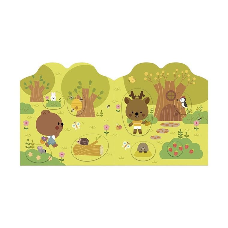 Janod, Las, książeczka do wyklejania, z naklejkami