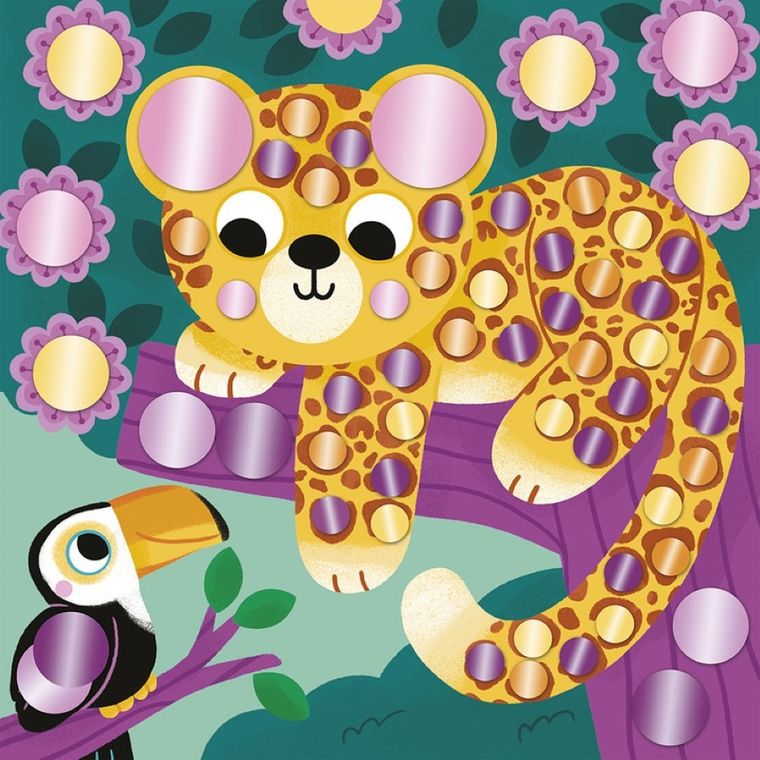 Janod, My arts & crafts, Zwierzęta, okrągłe naklejki, multizestaw kreatywny