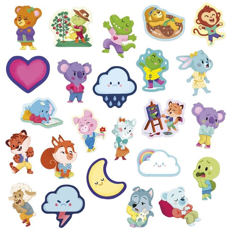 Janod, naklejki, emocje, 100 szt.