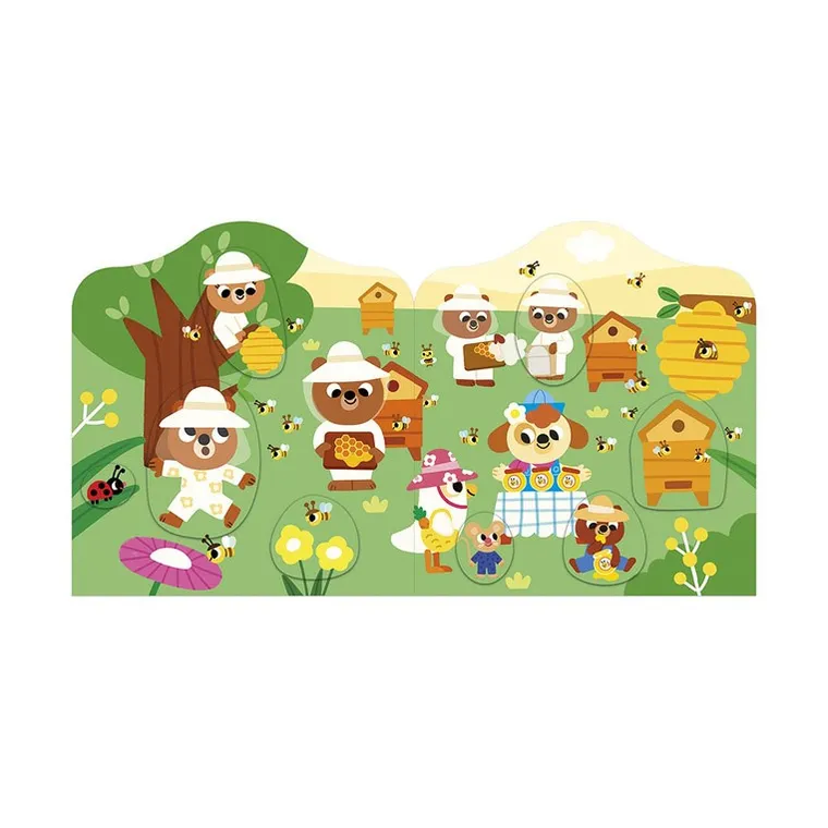 Janod, Ogród, książeczka do wyklejania, z naklejkami