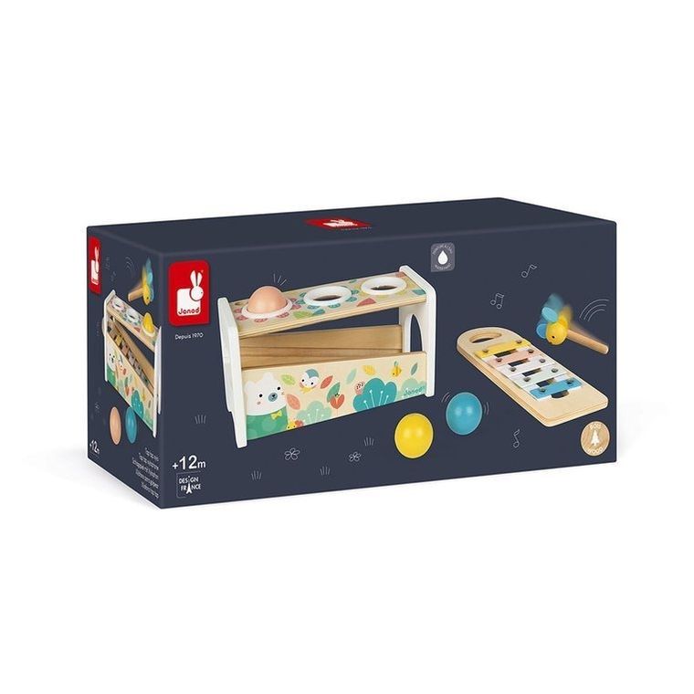 Janod, Pure, drewniane cymbałki z kulodromem