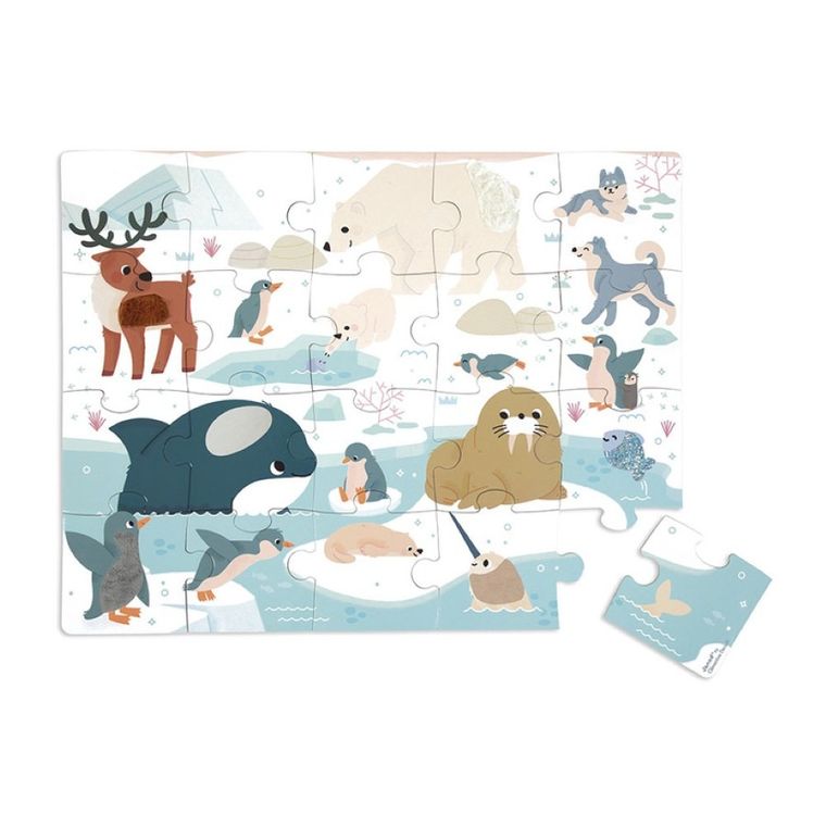 Janod, puzzle sensoryczne, kraina polarna, 20 elementów