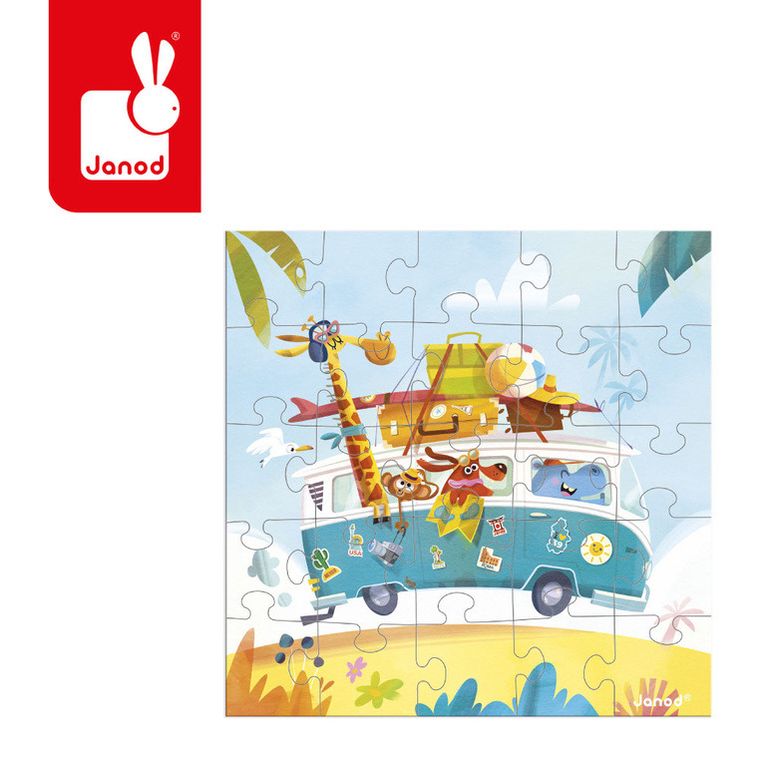 Janod, Road trip, Puzzle i kartka okolicznościowa 2w1