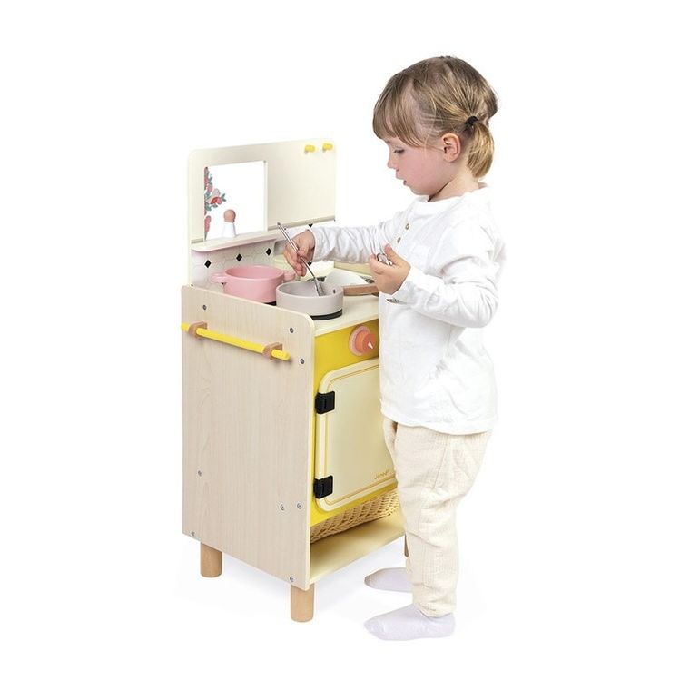 Janod, Shiny Grandma, drewniana kuchnia z 10 akcesoriami