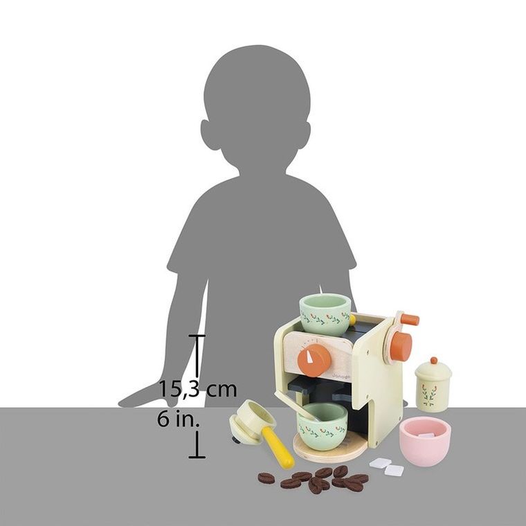 Janod, Shiny Grandma, drewniany ekspres ciśnieniowy do kawy z akcesoriami