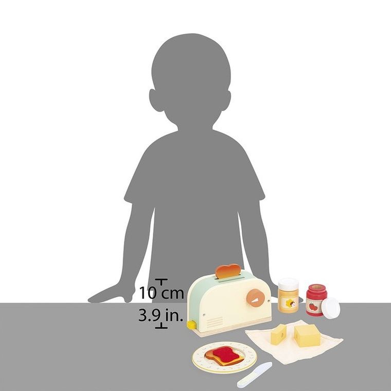 Janod, Shiny Grandma, drewniany zestaw śniadaniowy z tosterem i 12 akcesoriami