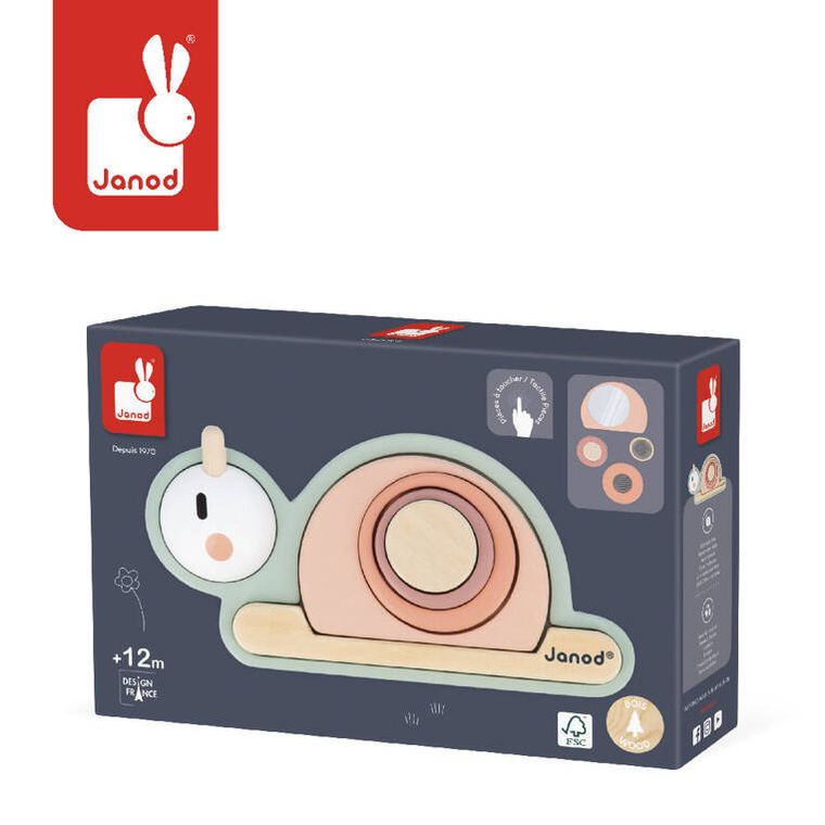 Janod, Ślimak, drewniana układanka sensoryczna
