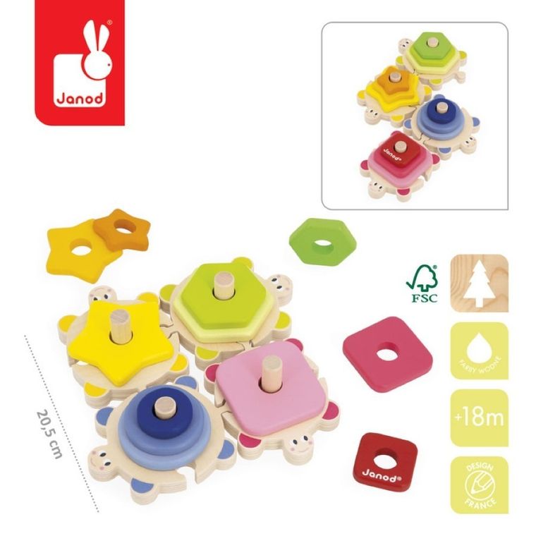 Janod, Żółwie, układanka drewniana, piramida