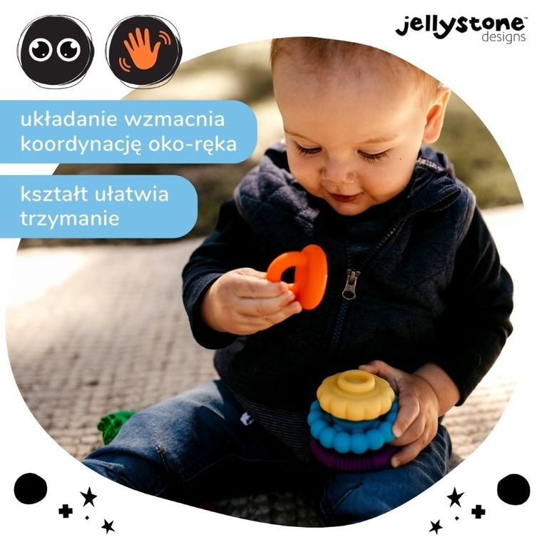Jellystone Designs, Mała Wieża, silikonowy gryzak, tęczowy