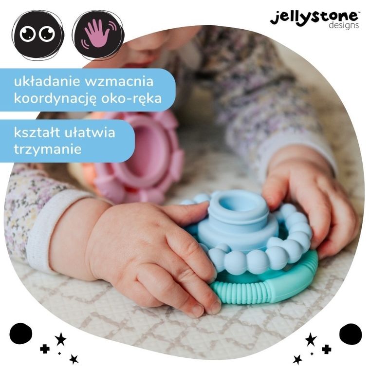 Jellystone, gryzak silikonowy, pastelowa wieża