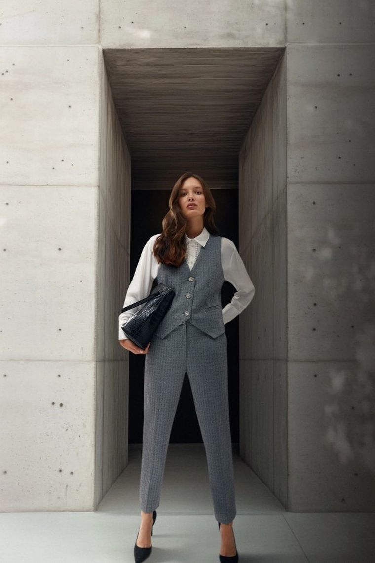 Kamizelka damska, szara, Moodo