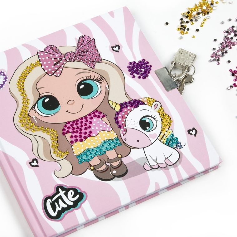 Kidea, diamentowy pamiętnik z kłódką + długopis 3 kolorowy, best friends