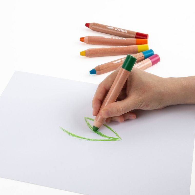 Kidea, Kredki Super Jumbo, 8 kolorów, zestaw z temperówką