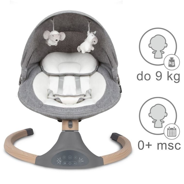 Kidwell, Luxi, bujaczek leżaczek 2w1, elektryczny, dark melange, wooden